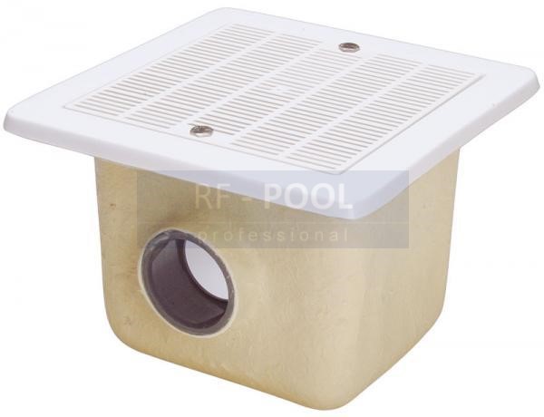 DNOVÁ VÝPUSŤ Z POLYESTEROVÉHO SKLOLAMINÁTU  515x515 Ø140 PLAST - PRE BETÓN