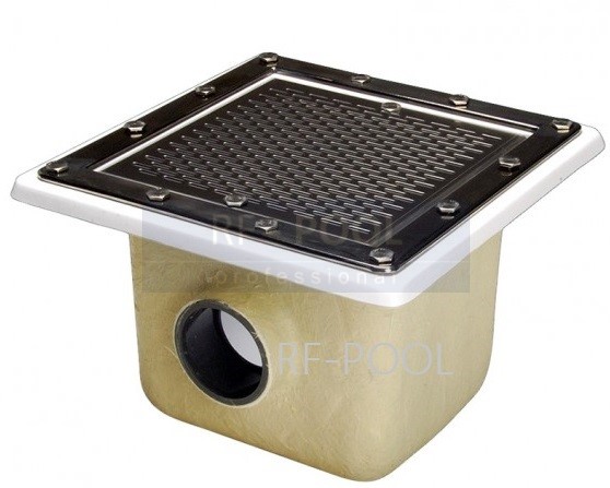 DNOVÁ VÝPUSŤ Z POLYESTEROVÉHO SKLOLAMINÁTU 355x355  Ø75 NEREZ - PRE FÓLIU